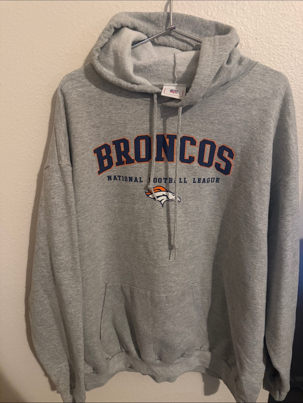 NFL Broncos Gray Hoodie with Team Logo